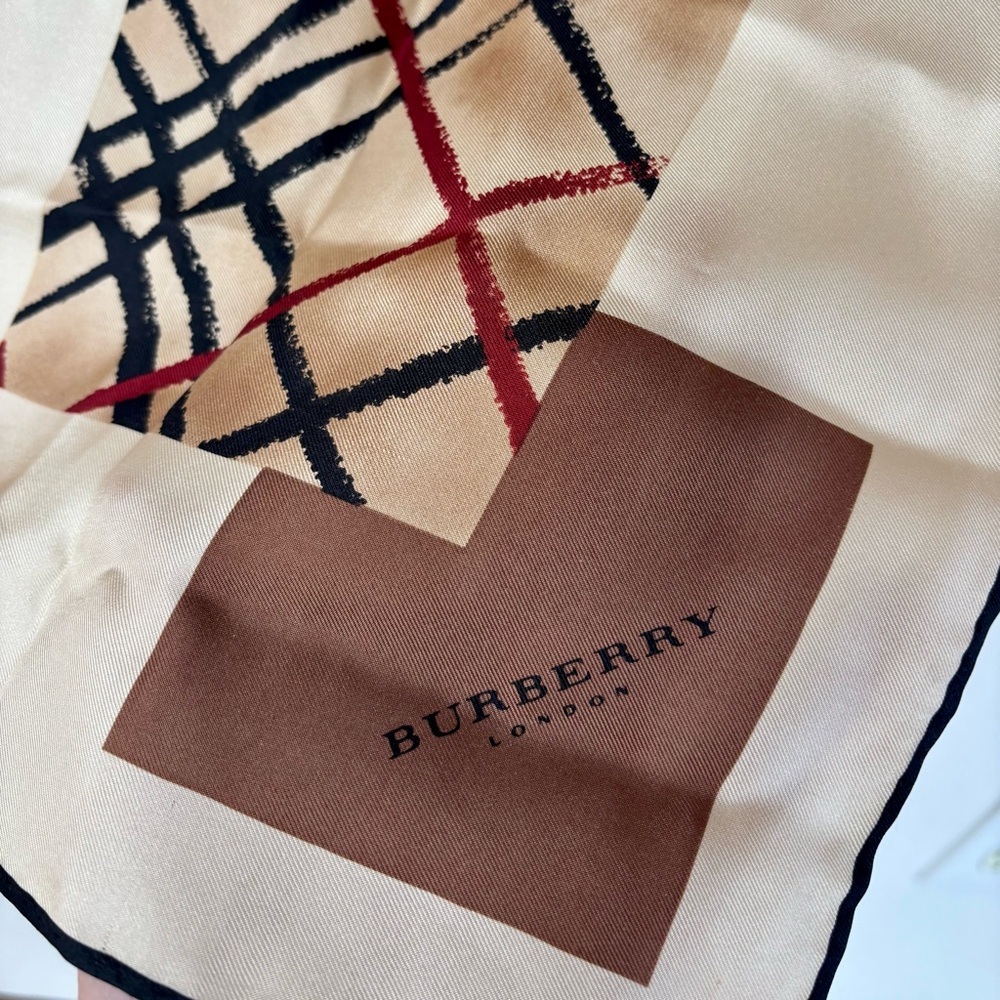 BURBERRY Vintage Silk Check Scarf 22” Square Nova Check Logo - Picture 2 of 13